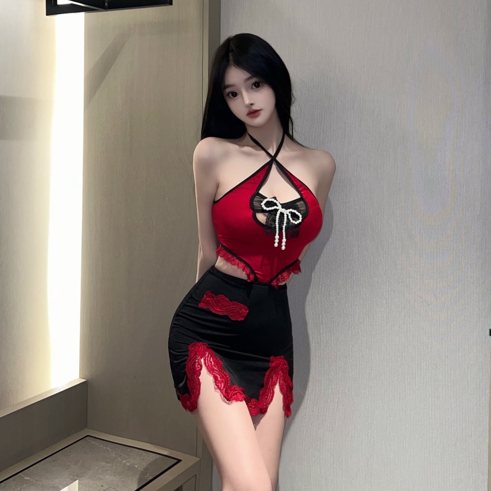 Enticement sexy sleeveless lace dress for women