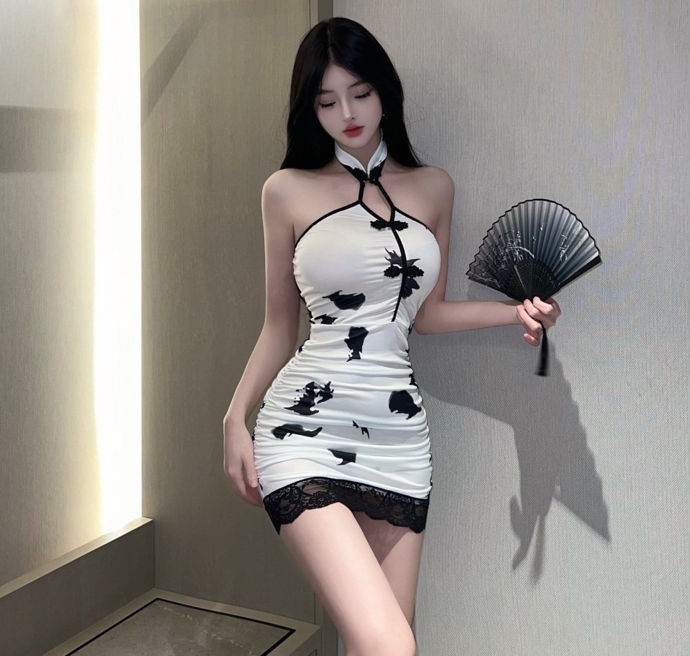 Tight printing dress sexy retro cheongsam for women
