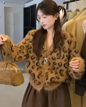 Mixed colors loose cardigan temperament sweater for women