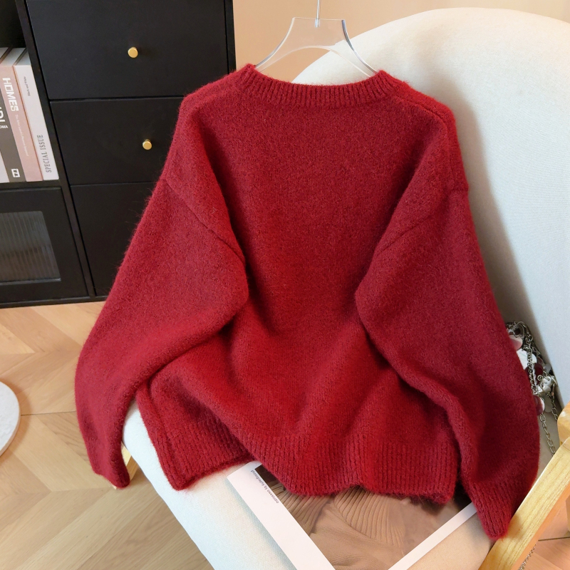 Hand-painted embroidery christmas round neck sweater