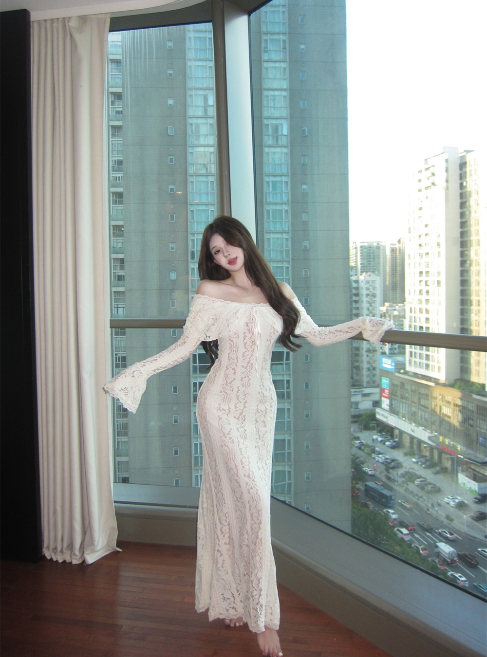 Lace formal dress autumn and winter long dress