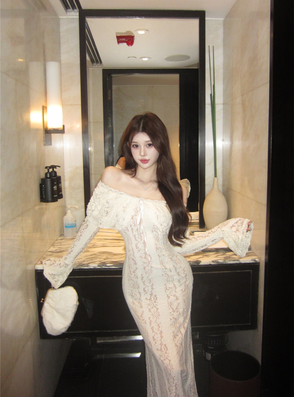 Lace formal dress autumn and winter long dress