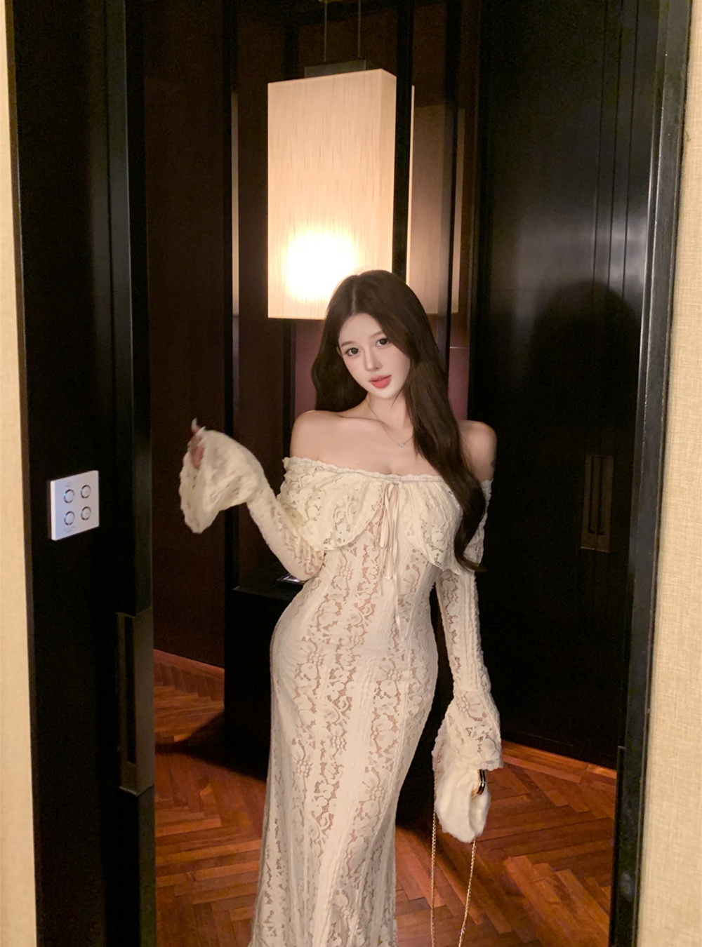 Lace formal dress autumn and winter long dress