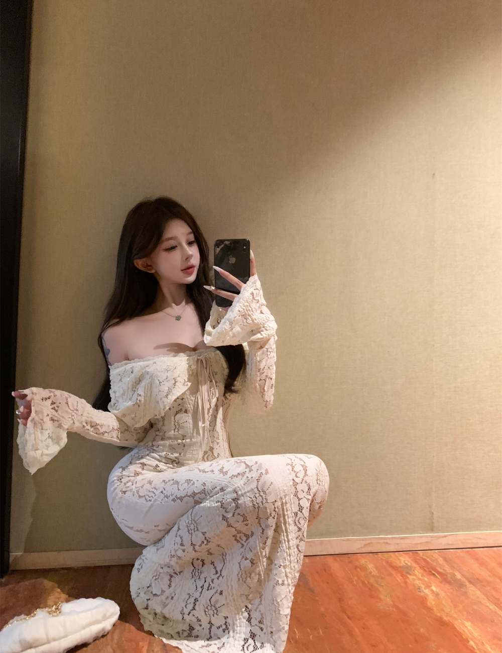 Lace formal dress autumn and winter long dress