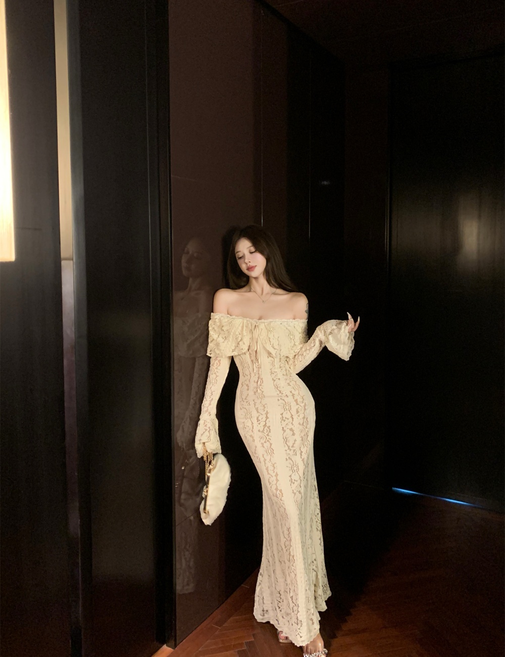 Lace formal dress autumn and winter long dress