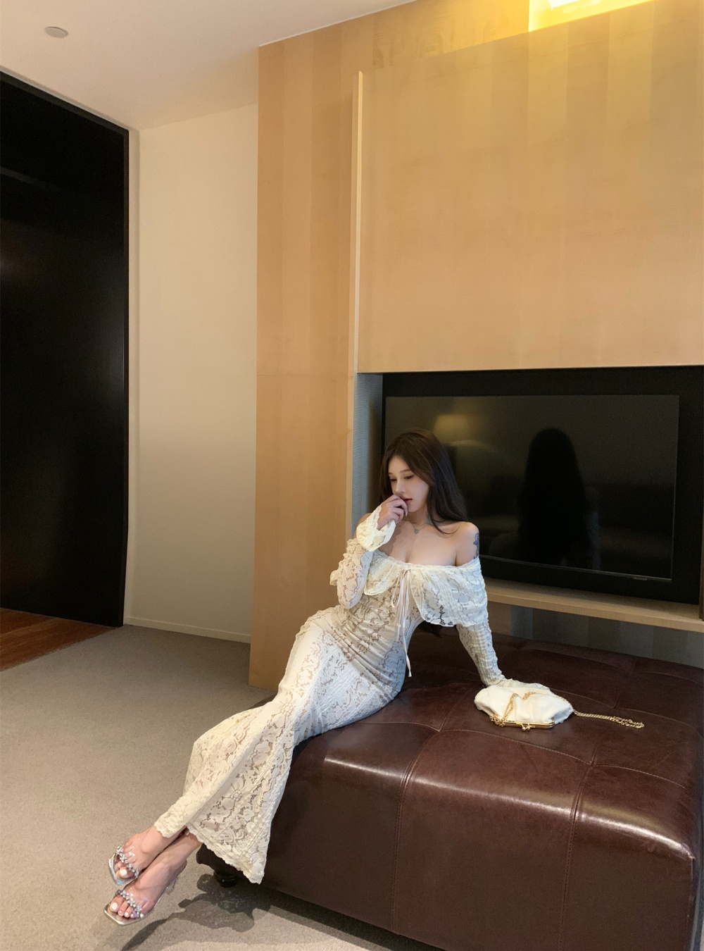 Lace formal dress autumn and winter long dress