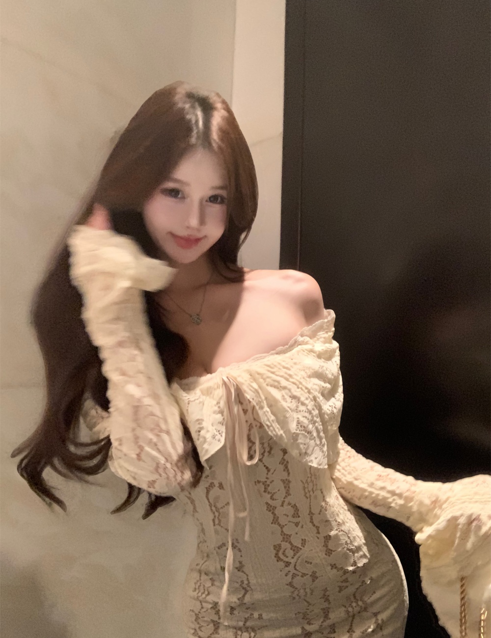 Lace formal dress autumn and winter long dress