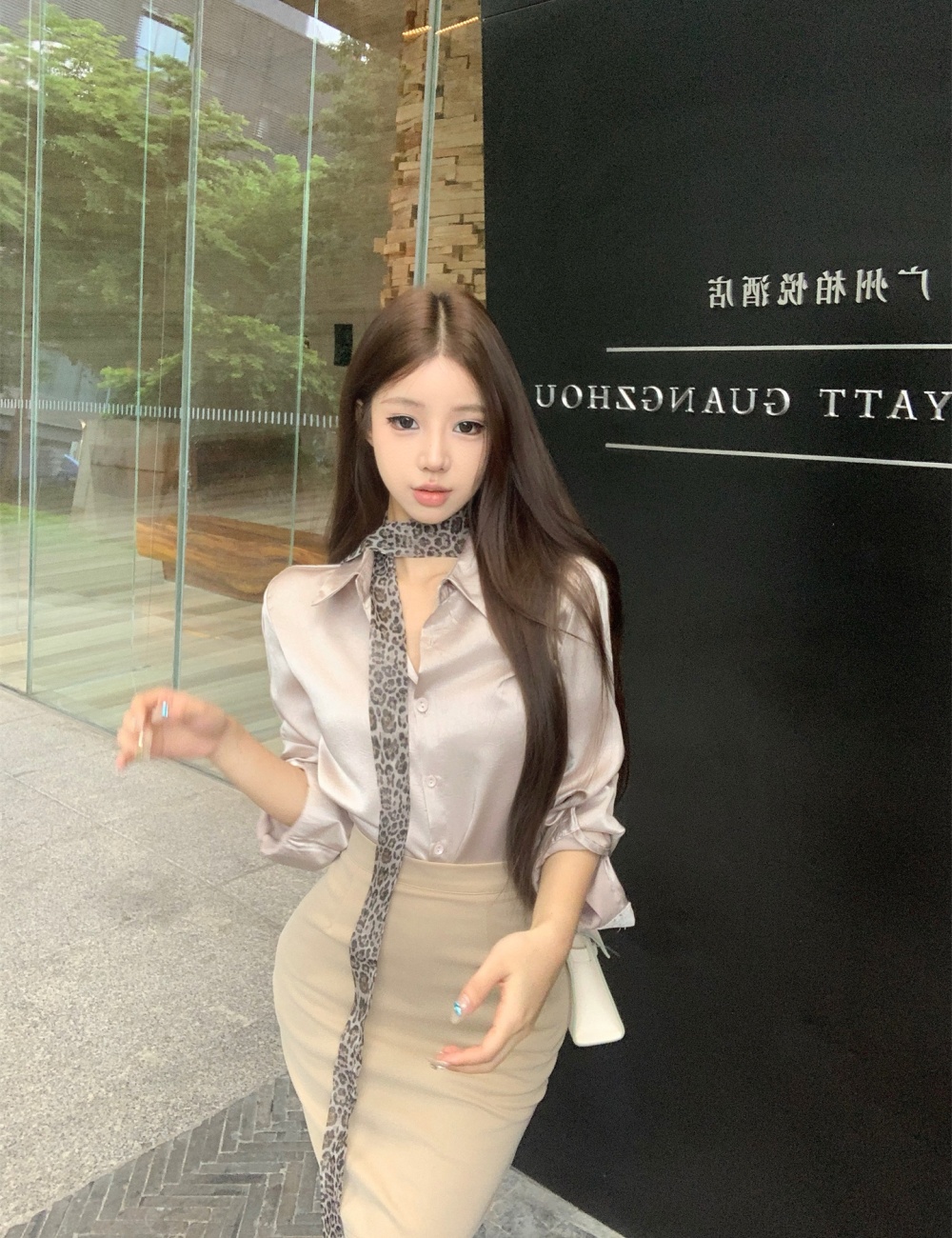 Sunscreen leopard scarves temperament elasticity shirt