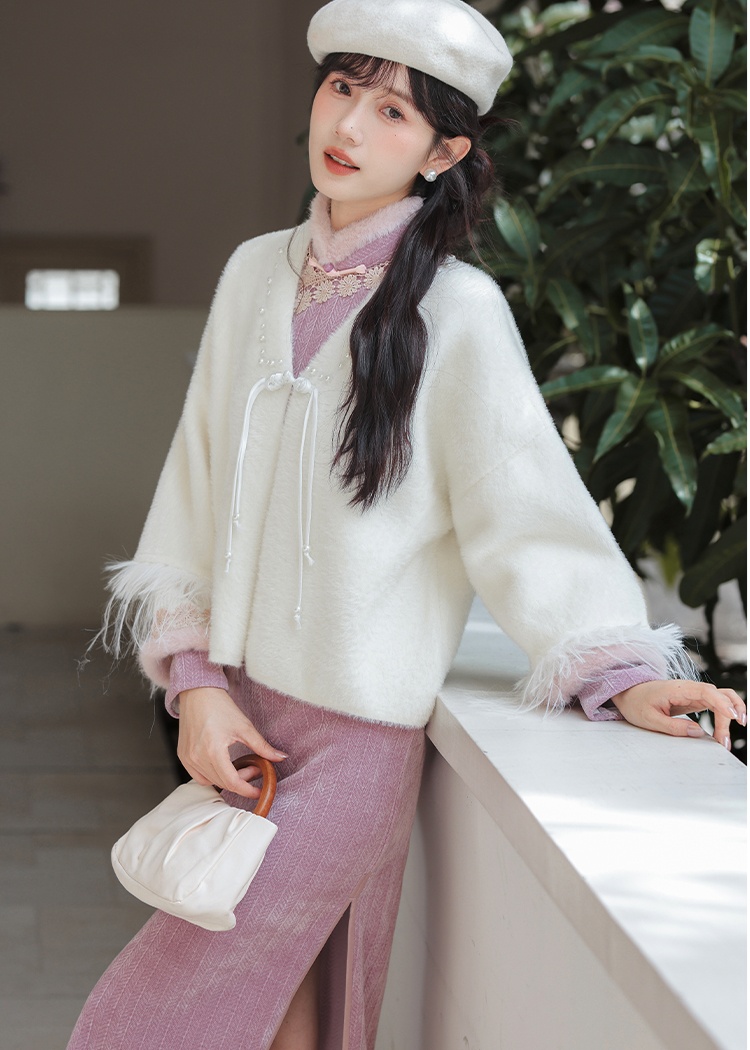 Beige temperament coat winter shawl