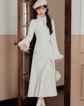 Plus velvet Chinese style cheongsam temperament dress