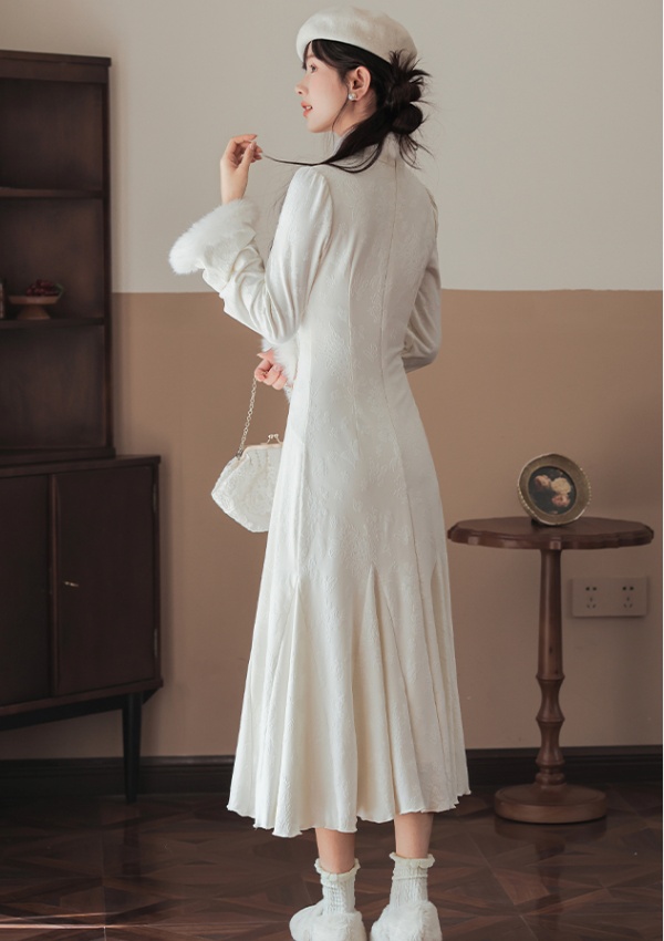 Plus velvet Chinese style cheongsam temperament dress