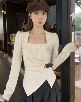 Pinched waist autumn and winter tops slim bottoming shirt