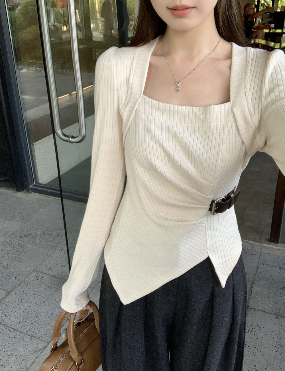 Pinched waist autumn and winter tops slim bottoming shirt