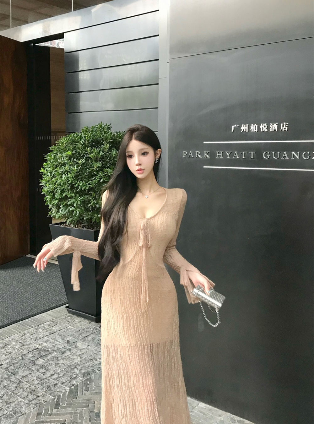 France style frenum long dress long sleeve dress for women