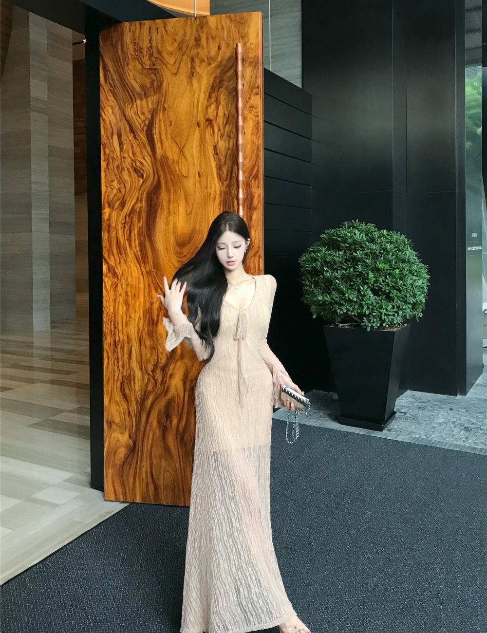 France style frenum long dress long sleeve dress for women