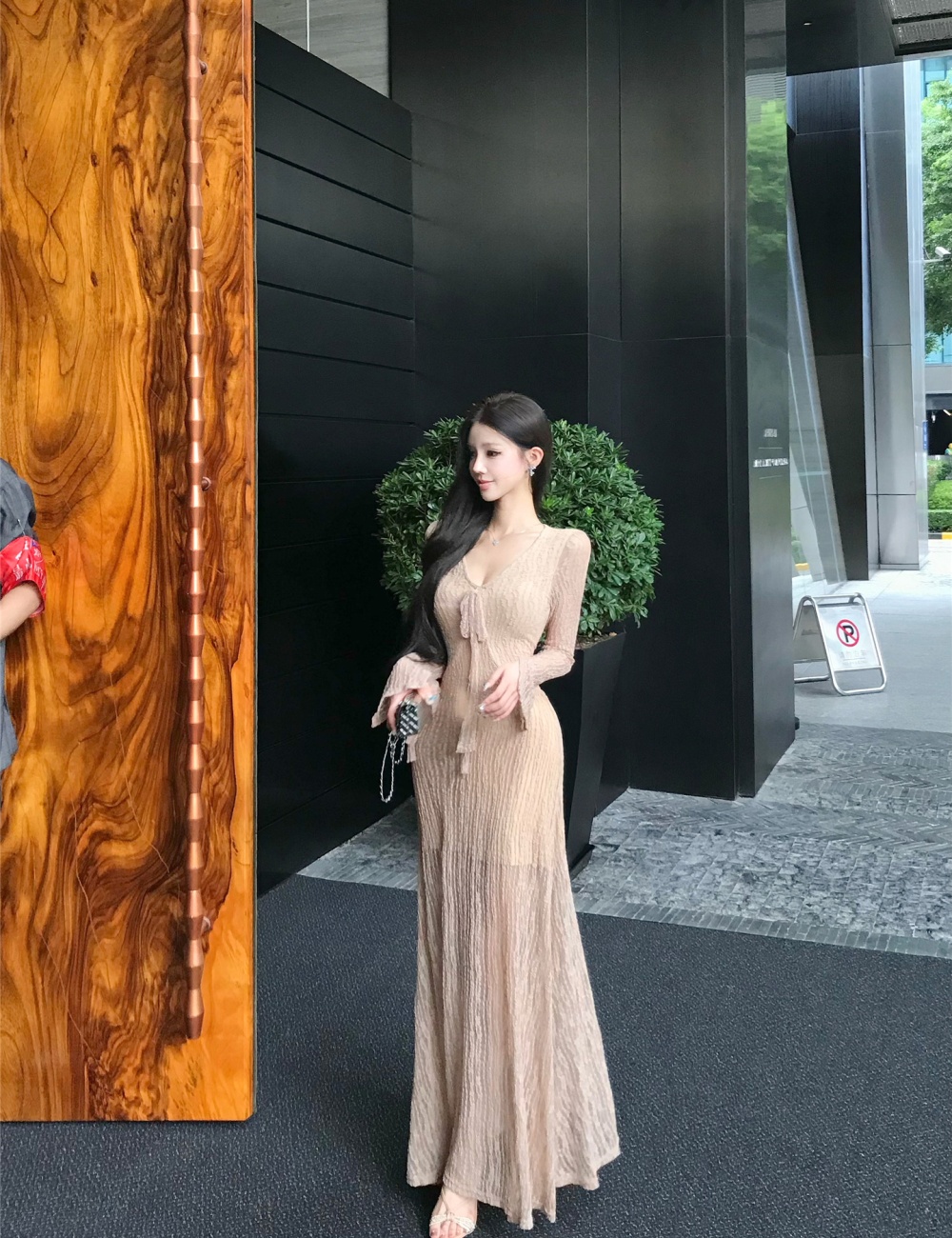 France style frenum long dress long sleeve dress for women