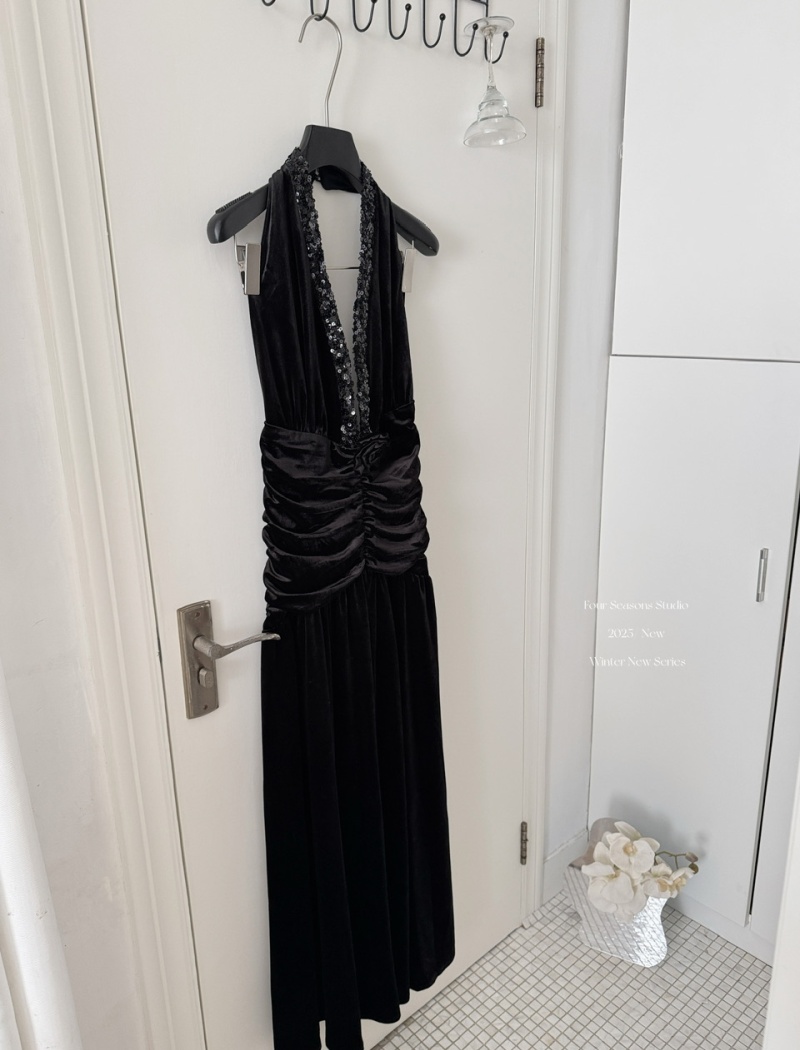 Temperament sexy dress long sleeve evening dress for women