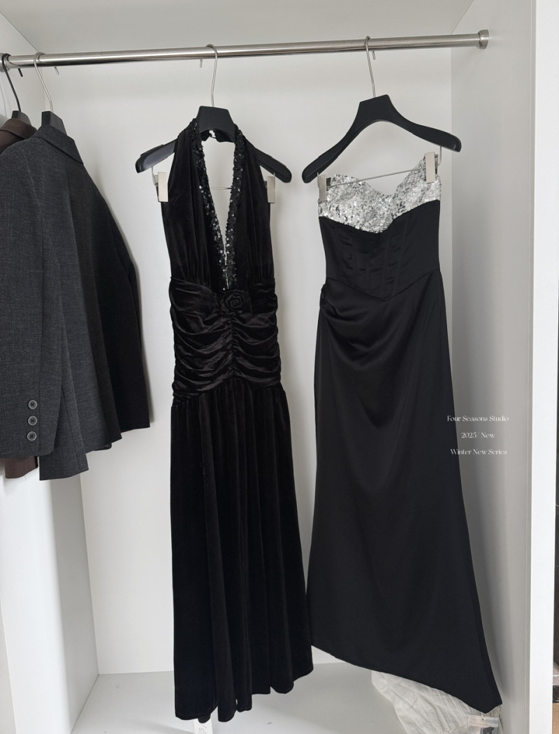 Temperament sexy dress long sleeve evening dress for women