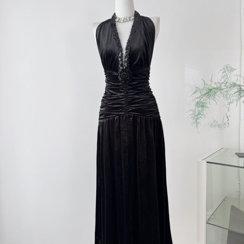 Temperament sexy dress long sleeve evening dress for women