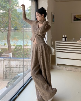 Autumn and winter wool cardigan V-neck sweater 3pcs set