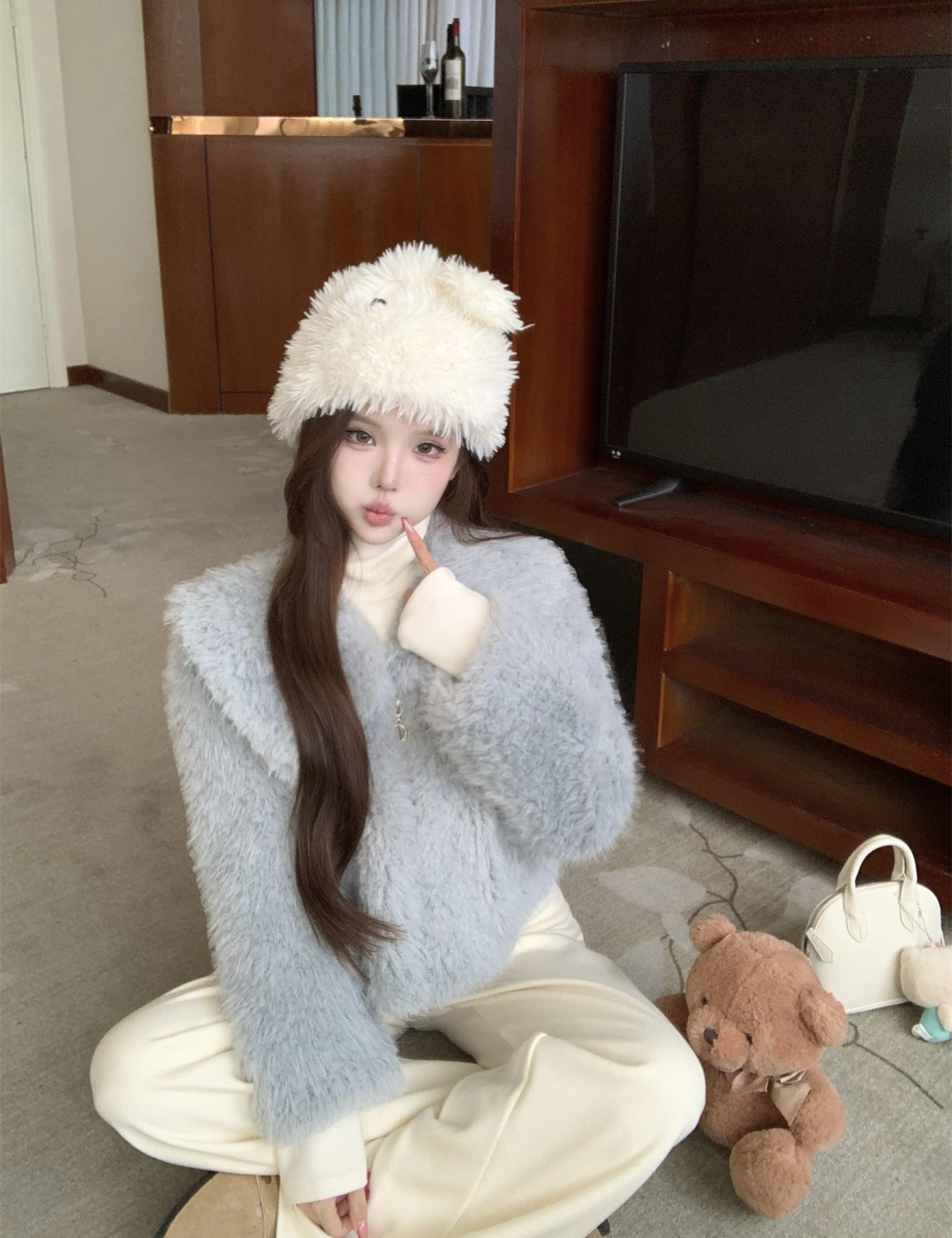 Elmo temperament lapel short thick coat