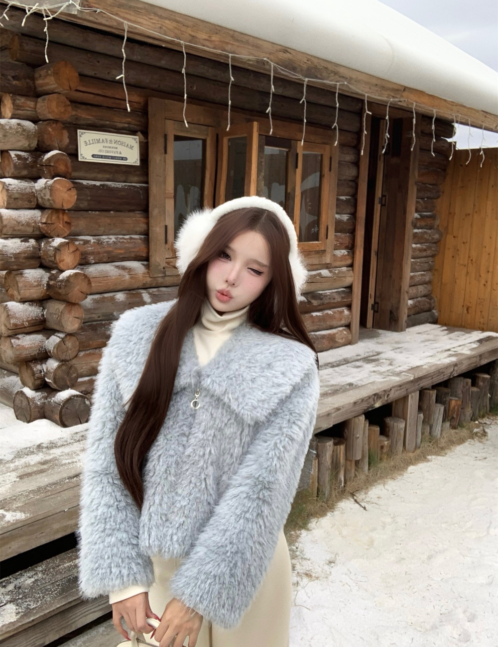 Elmo temperament lapel short thick coat