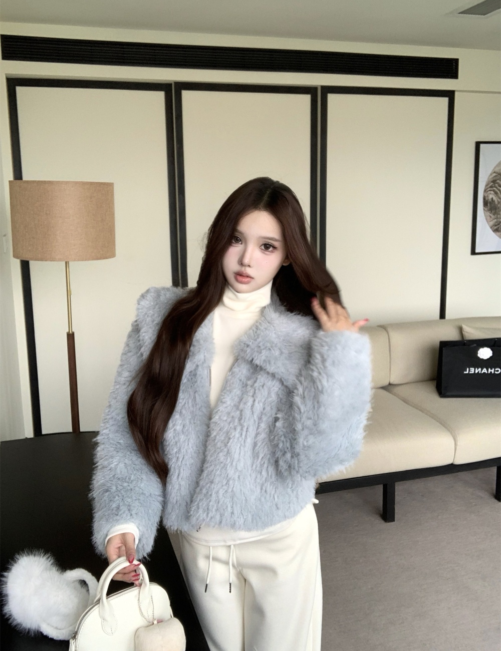 Elmo temperament lapel short thick coat