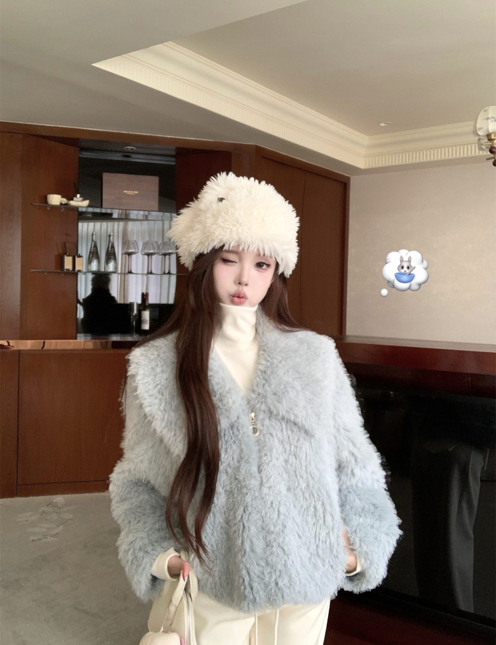 Elmo temperament lapel short thick coat