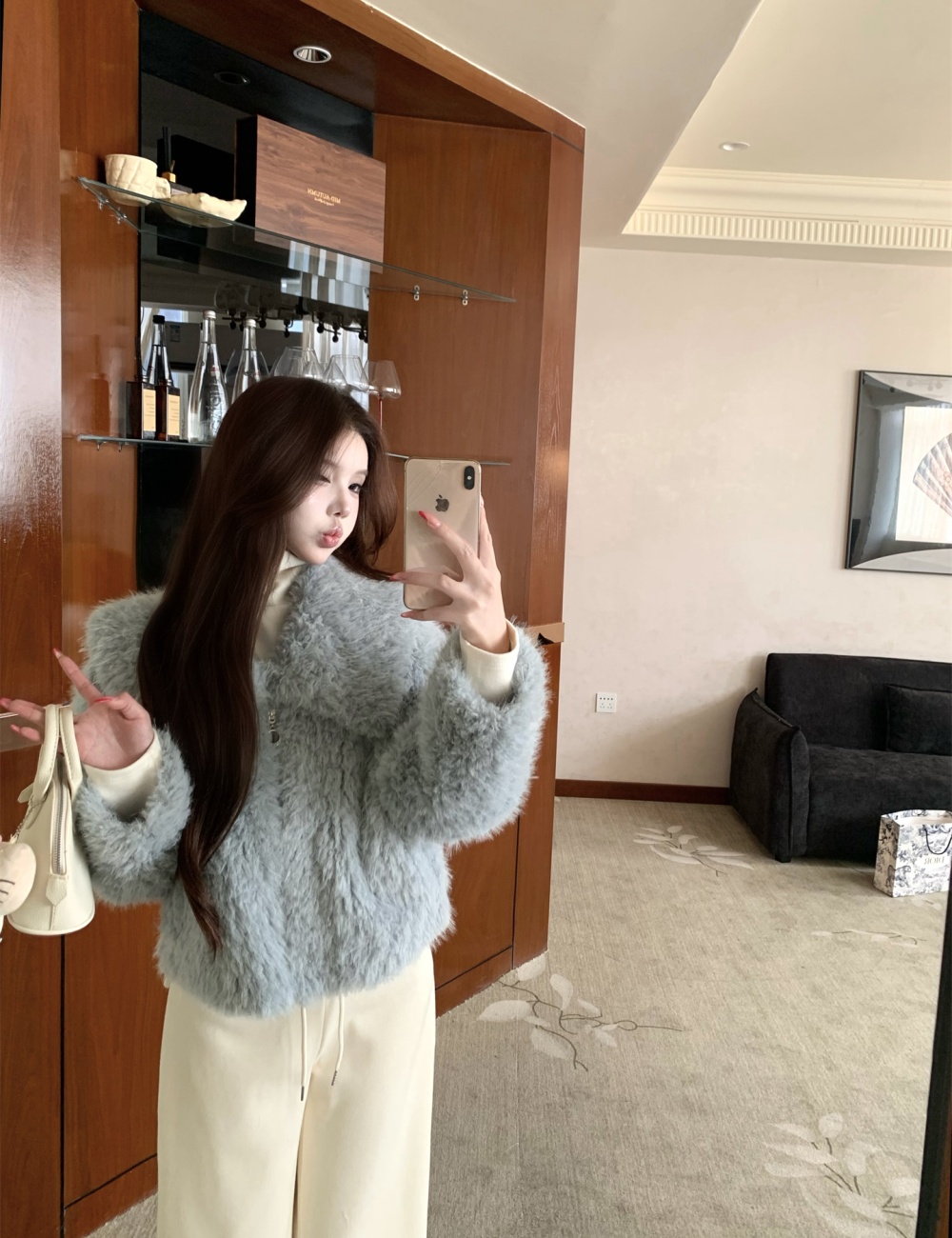 Elmo temperament lapel short thick coat