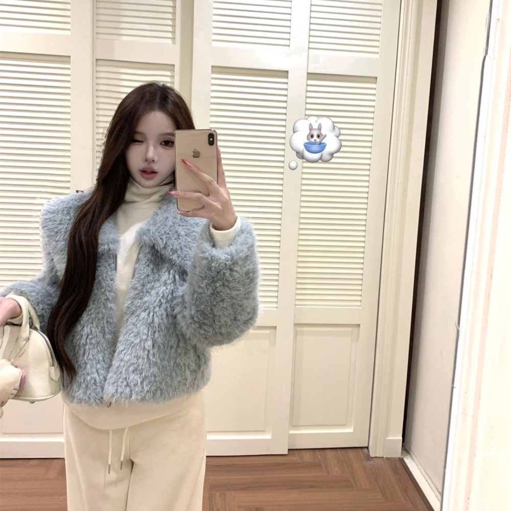 Elmo temperament lapel short thick coat