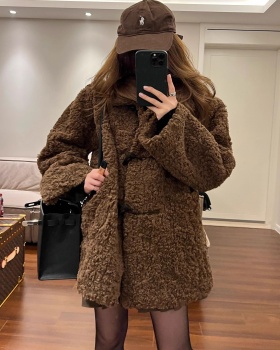 Lambs wool coat lamb fur overcoat for women