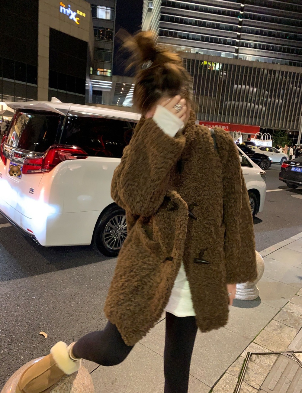 Lambs wool coat lamb fur overcoat for women