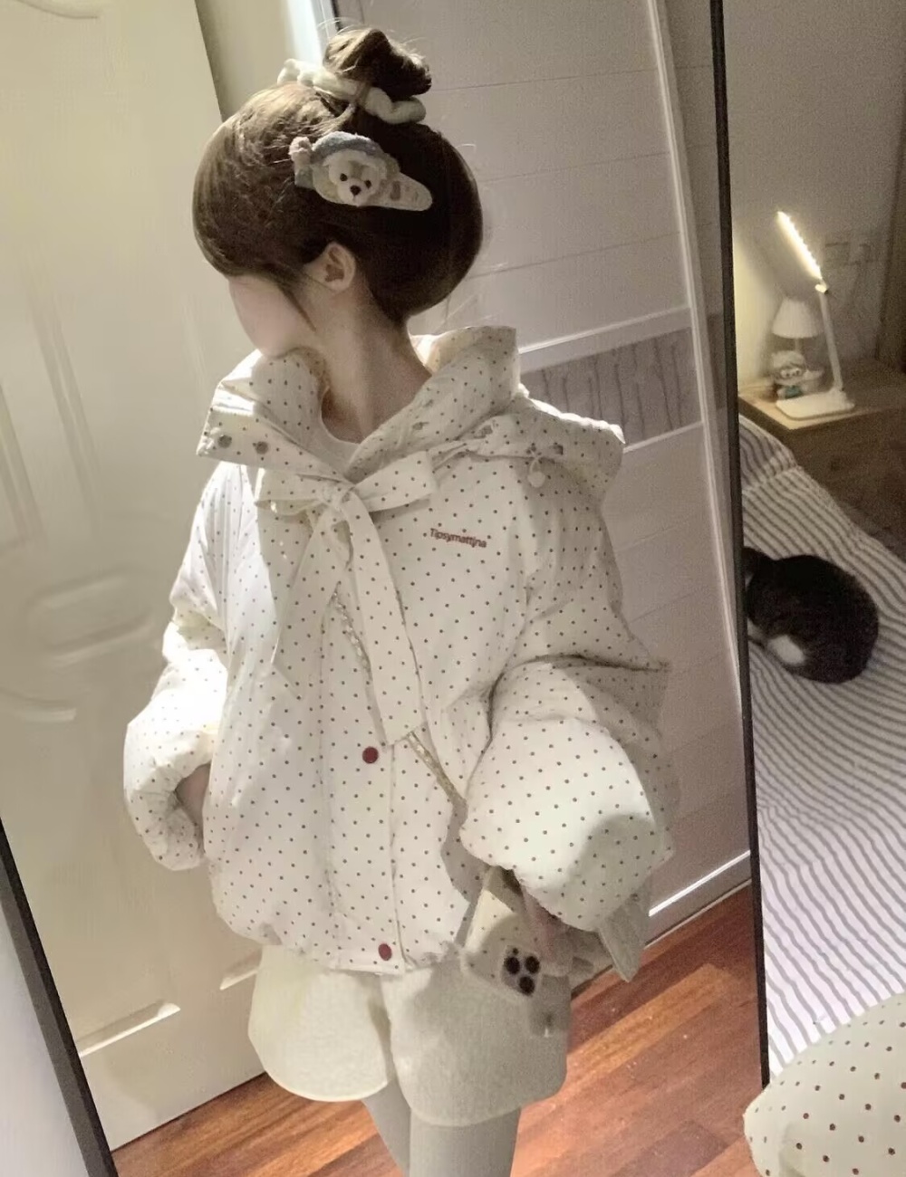 Hooded thermal bread clothing college style coat for women