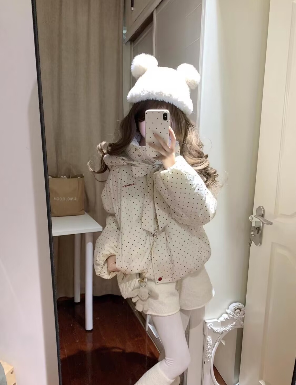 Hooded thermal bread clothing college style coat for women