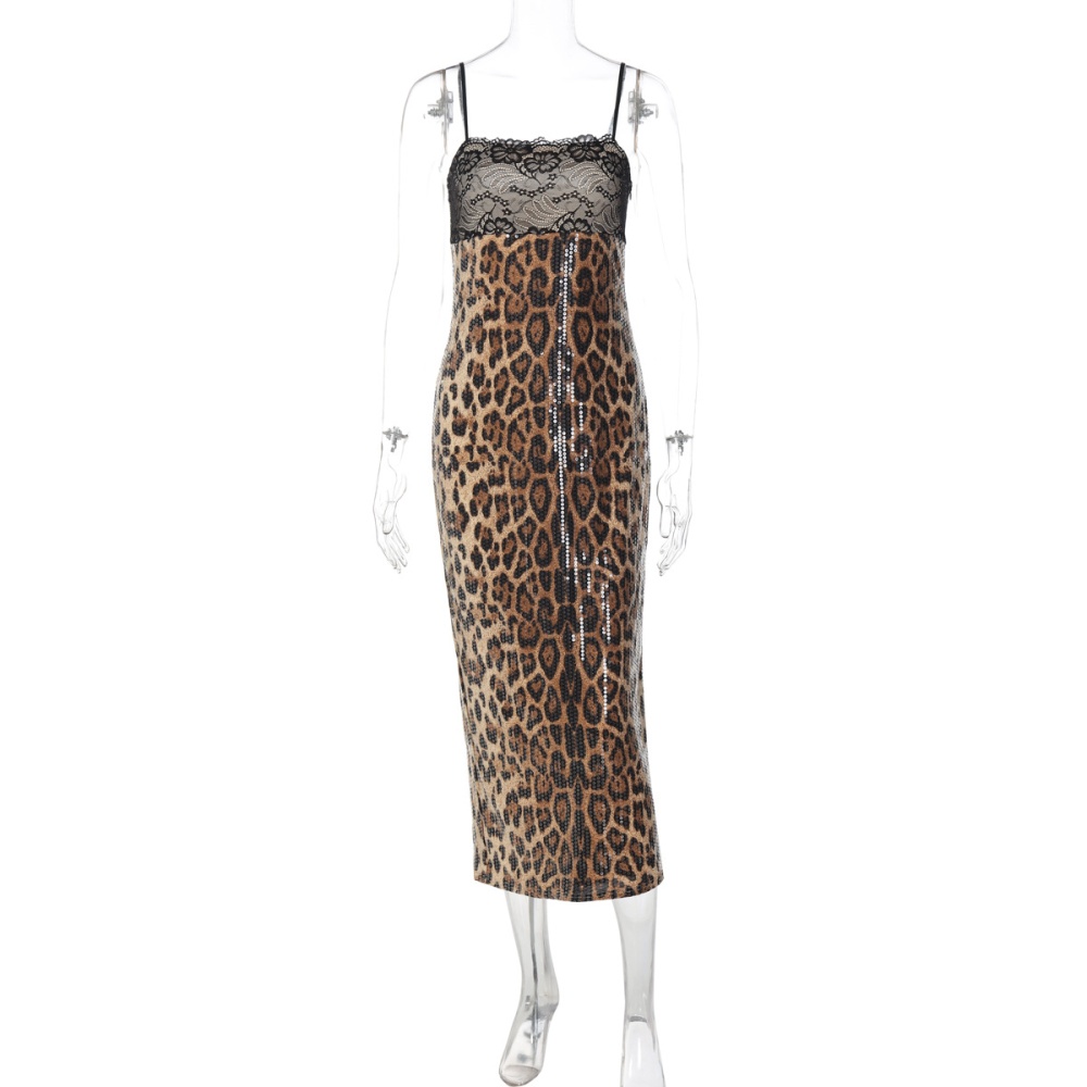 Leopard autumn split fashion dress