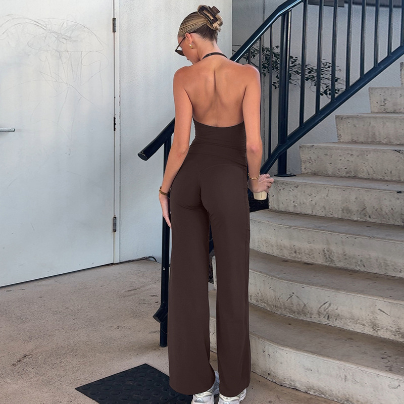 Fashion tight autumn vest Casual halter pants a set