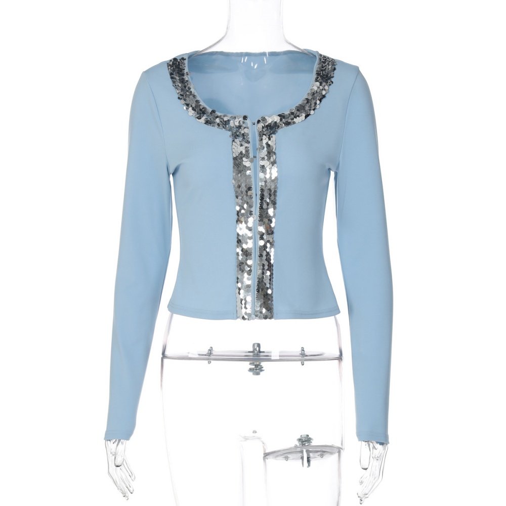 Autumn sequins fashion tops slim all-match cardigan