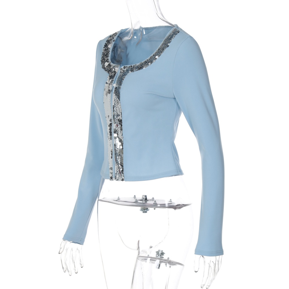 Autumn sequins fashion tops slim all-match cardigan