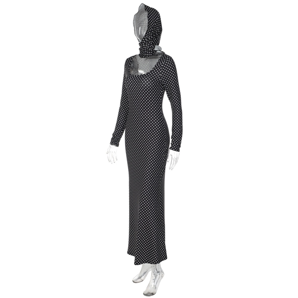 Slim temperament polka dot long sleeve dress for women