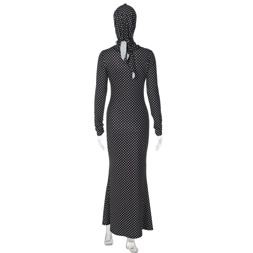 Slim temperament polka dot long sleeve dress for women