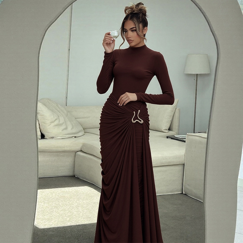 Temperament dress long sleeve long dress for women