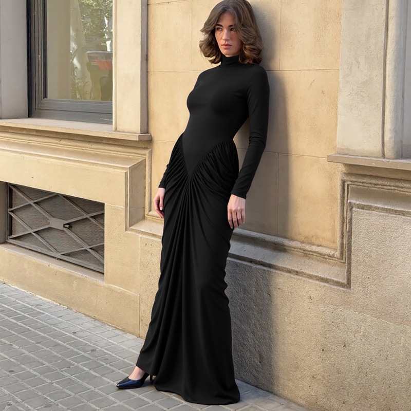 Autumn and winter fashion pinched waist dress for women