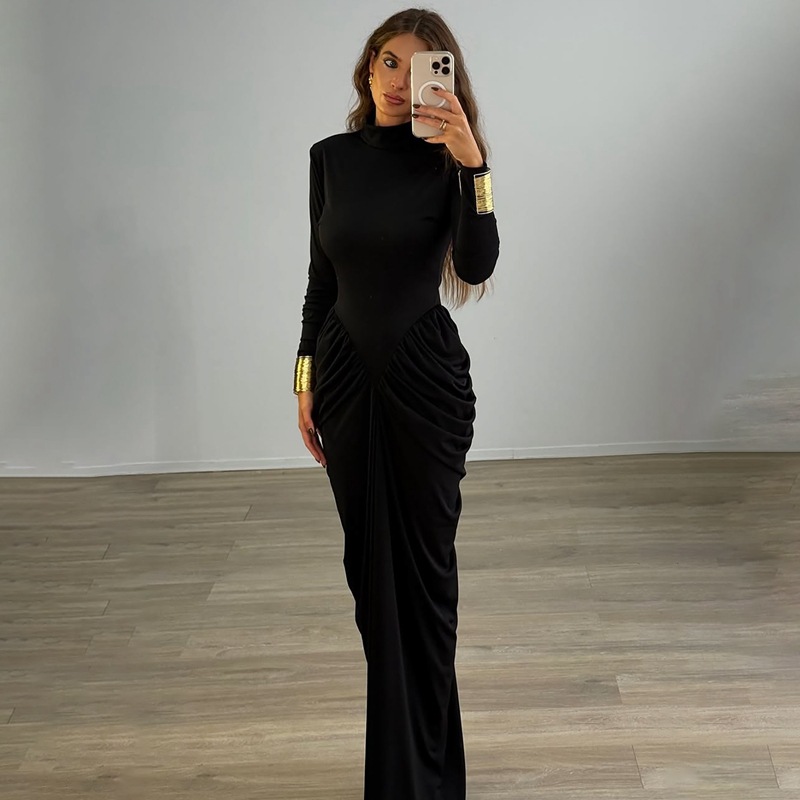 Autumn and winter fashion pinched waist dress for women