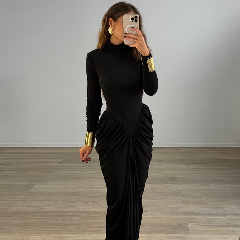 Autumn and winter fashion pinched waist dress for women