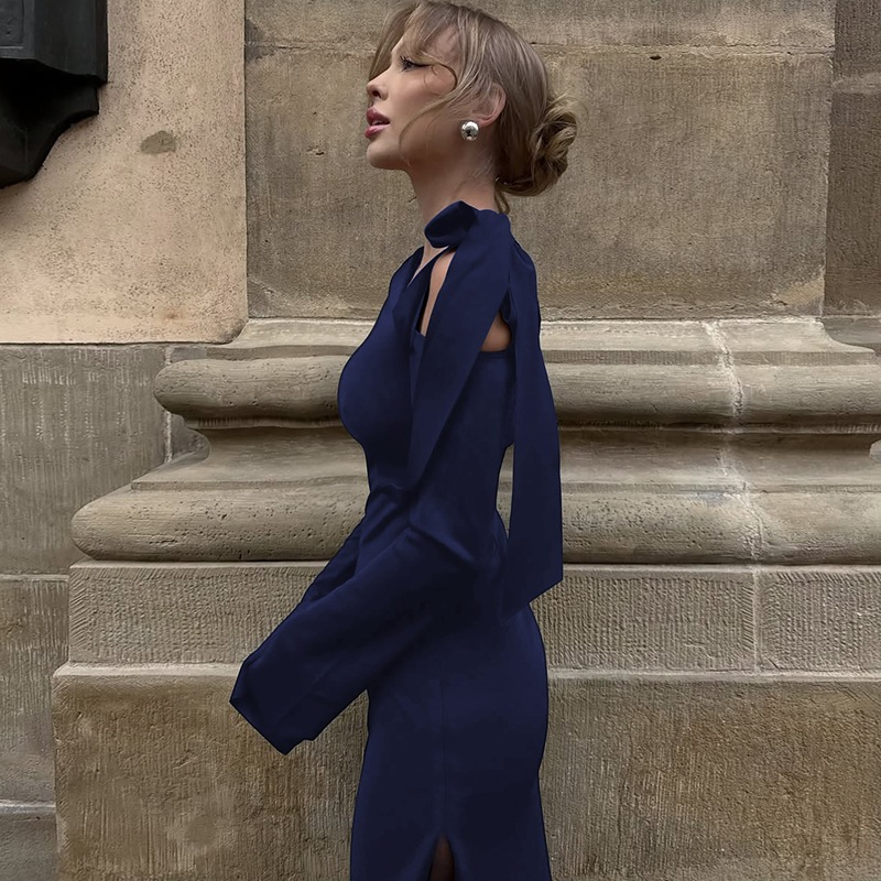 Long sleeve European style autumn dress for women