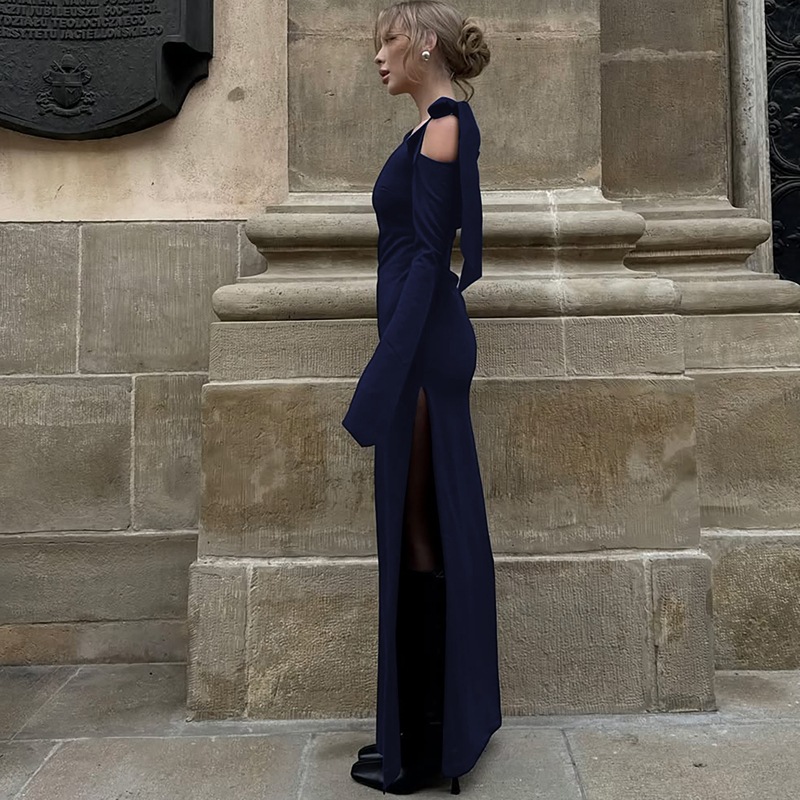 Long sleeve European style autumn dress for women