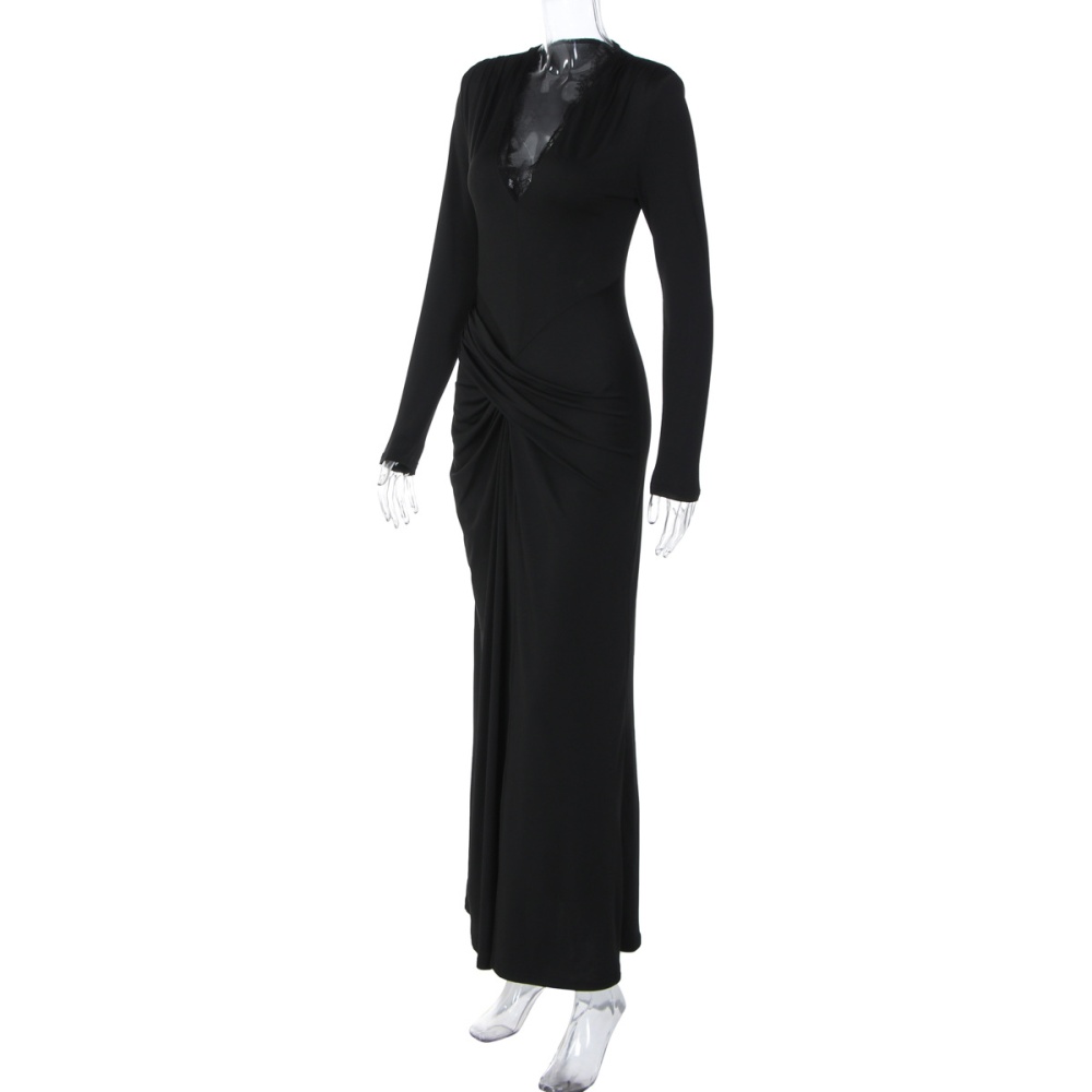 Fashion long sleeve European style pure autumn dress for women