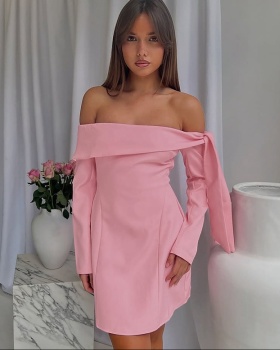 Fashion flat shoulder frenum dress for women