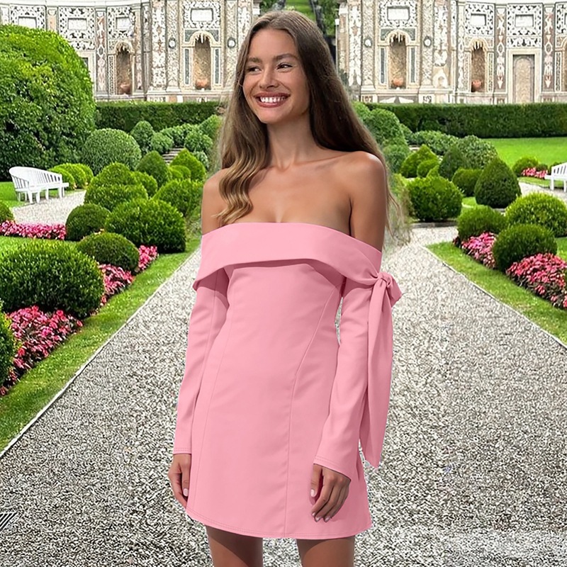 Fashion flat shoulder frenum dress for women