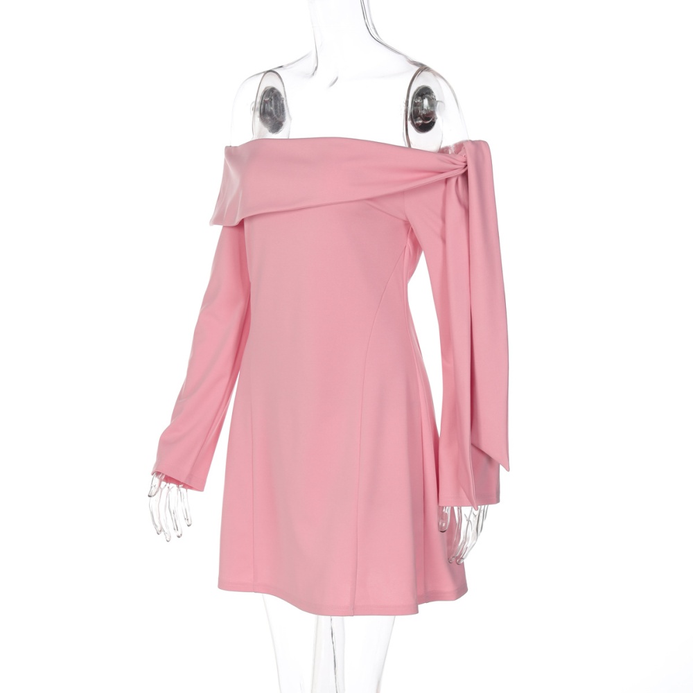 Fashion flat shoulder frenum dress for women